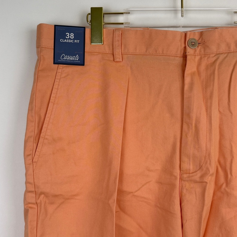 Casuals By Roundtree And Yorke Men's Cotton Coral Shorts Size 38 NWT - Picture 2 of 7